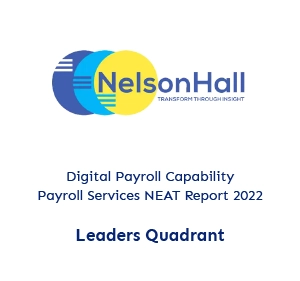 Leader Quadrant in Digital payroll capability - Payroll services NEAT report 2022 from Nelson Hall