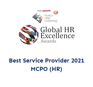 Best service provider 2021 in MCPO(HR) from Global HR excellence awards